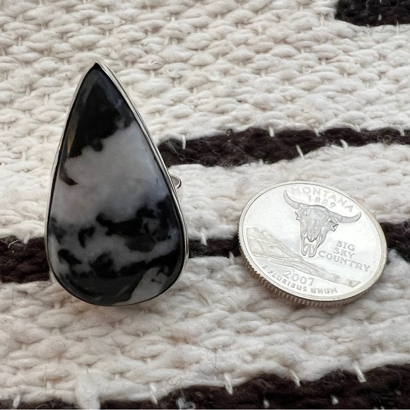 ❤️ Zebra Jasper Southwestern Style 925 Statement Ring Size 7 Weighing 10 GM - Picture 5 of 14